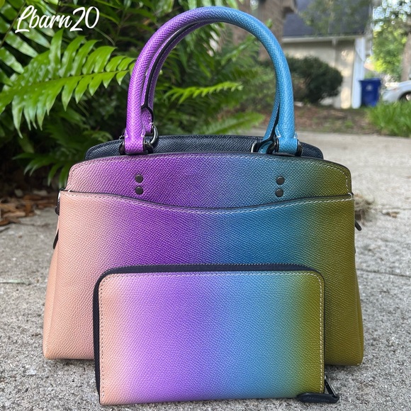 Coach Mini Lillie Ombré Pastel Satchel Bag Wallet and Matching Feather Set Pride - Picture 3 of 16